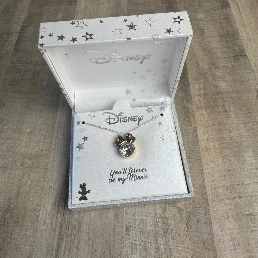 NEW Disney You'll Forever Be My Minnie Pendant Silver Pleated Necklace